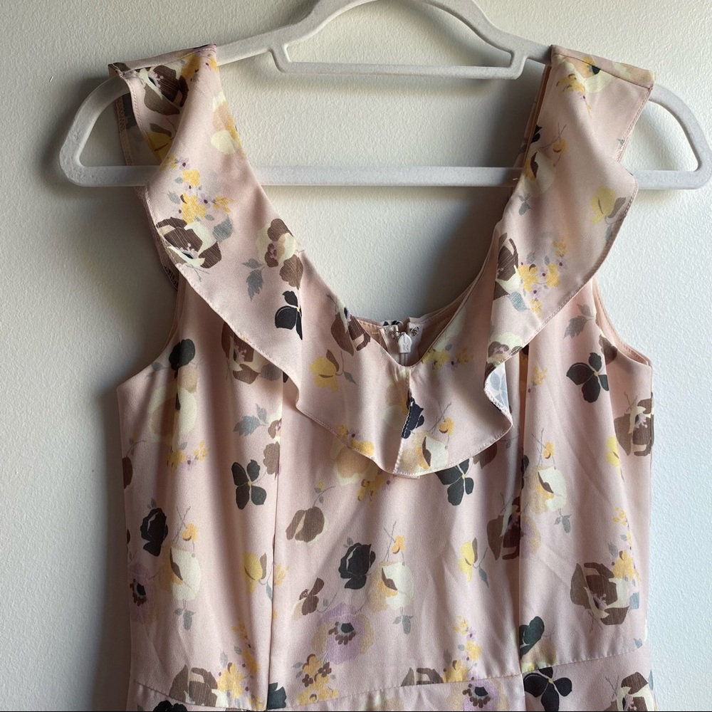 ASOS Light Pink Floral Ruffle Sleeveless Dress - Picture 2 of 10